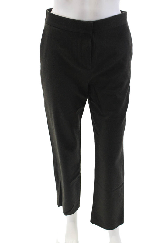 Theory Womens High Rise Flat Front Straight Leg Dress Pants Charcoal Size 0