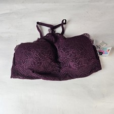 Victorias Secret PINK Bralette Size M D-DD Purple Floral Lace Pullover New