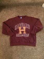 80s Vintage Champion Harvard Sweatshirt Maroon Crewneck Made USA Distressed Sz L