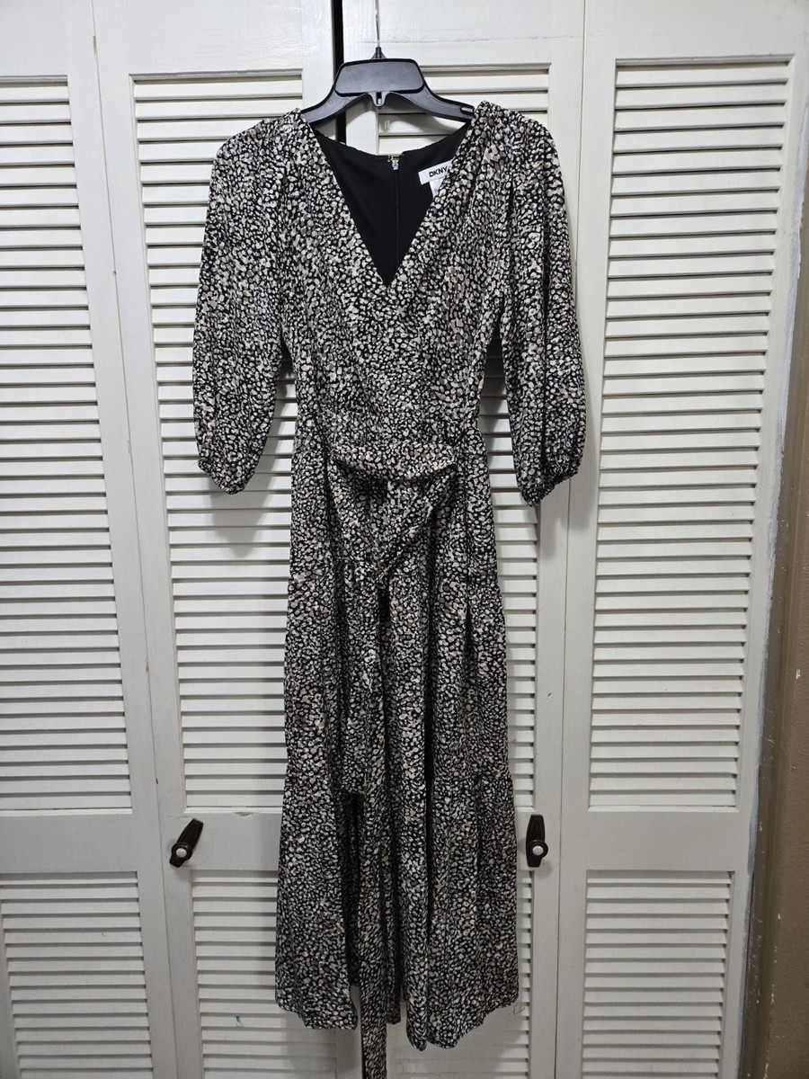 DKNY Size 2 Petite Maxi Dress Dot Animal Print Dress