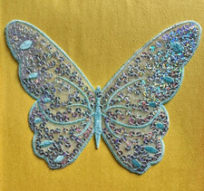 6" baby Blue iron on sequin butterfly  Iron on BUTTERFLY  LOT A