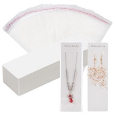 100pcs Long Necklace Display Cards with 100pcs Clear Self Adhesive Bags, 8x2....