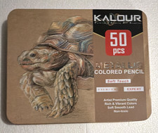 KALOUR 50pc Metallic Multicolor Colored Pencils Soft Touch Tin Set