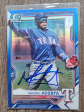Maximo Acosta Signed 2021 Bowman Baseball Card #BCP-163 Blue /150 Refractor