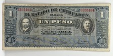 1914 El Estado de Chihuahua Mexico 1 Peso Revolutionary Era Banknote ABNC