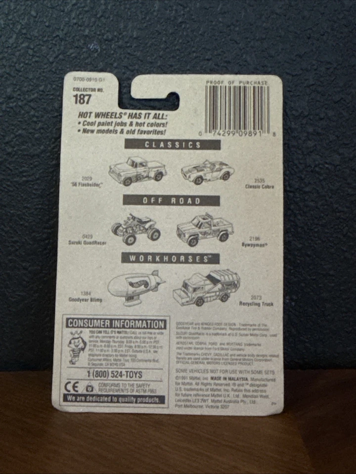 Hot Wheels Vintage Ramp Truck 24 HR Towing White Yellow 187.  1991 - Image 4 of 4