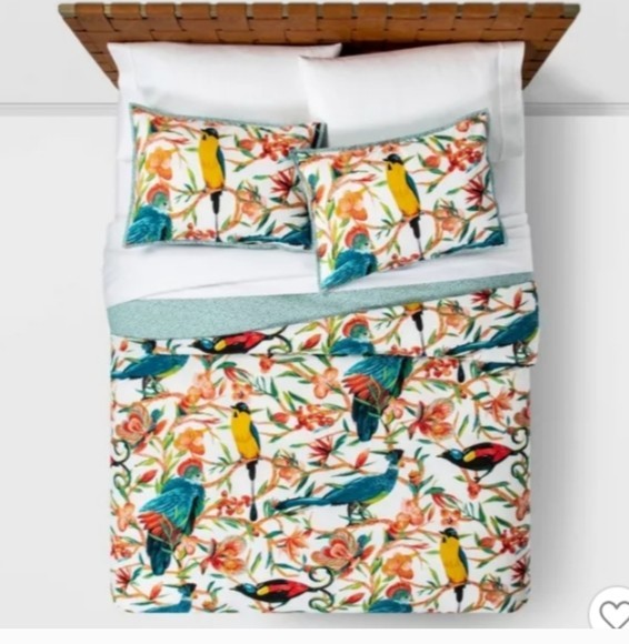 OpalHouse Aviary Duvet Size Full/Queen Vibrant Multicolor Birds Floral Cotton