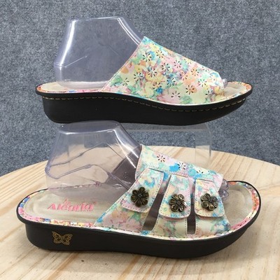 Alegria  Sandals Womens 41 Karmen Slide Floral Leather Comfort Adjustable Straps