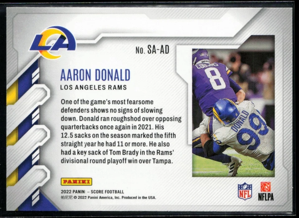 2022 Score Sack Attack #SA-AD Aaron Donald - Image 2 of 2