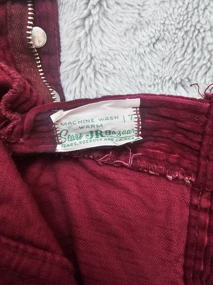 Parte inferior de campana Sears & Roebuck años 70 cordones de pana borgoña granate XXS XS. Usado en excelente estado Foto 3 de 4