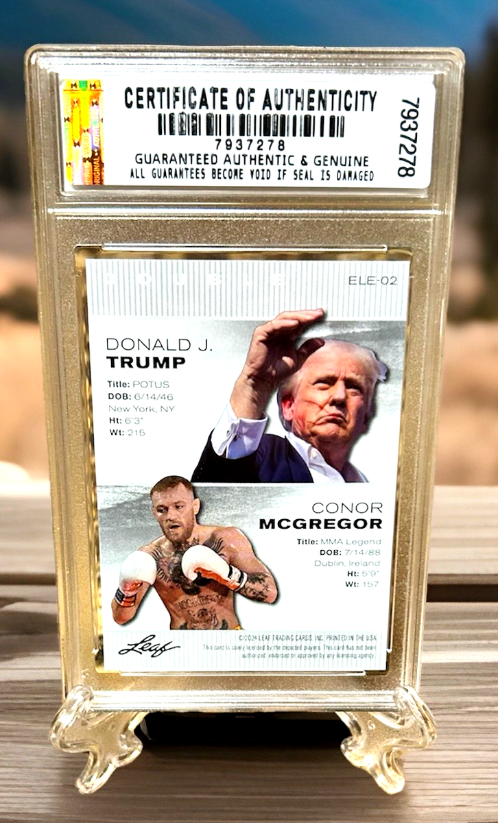 Donald J. Trump/Connor Mcgregor 2024 LEAF LEGENDS Graded Gem-Mt 10