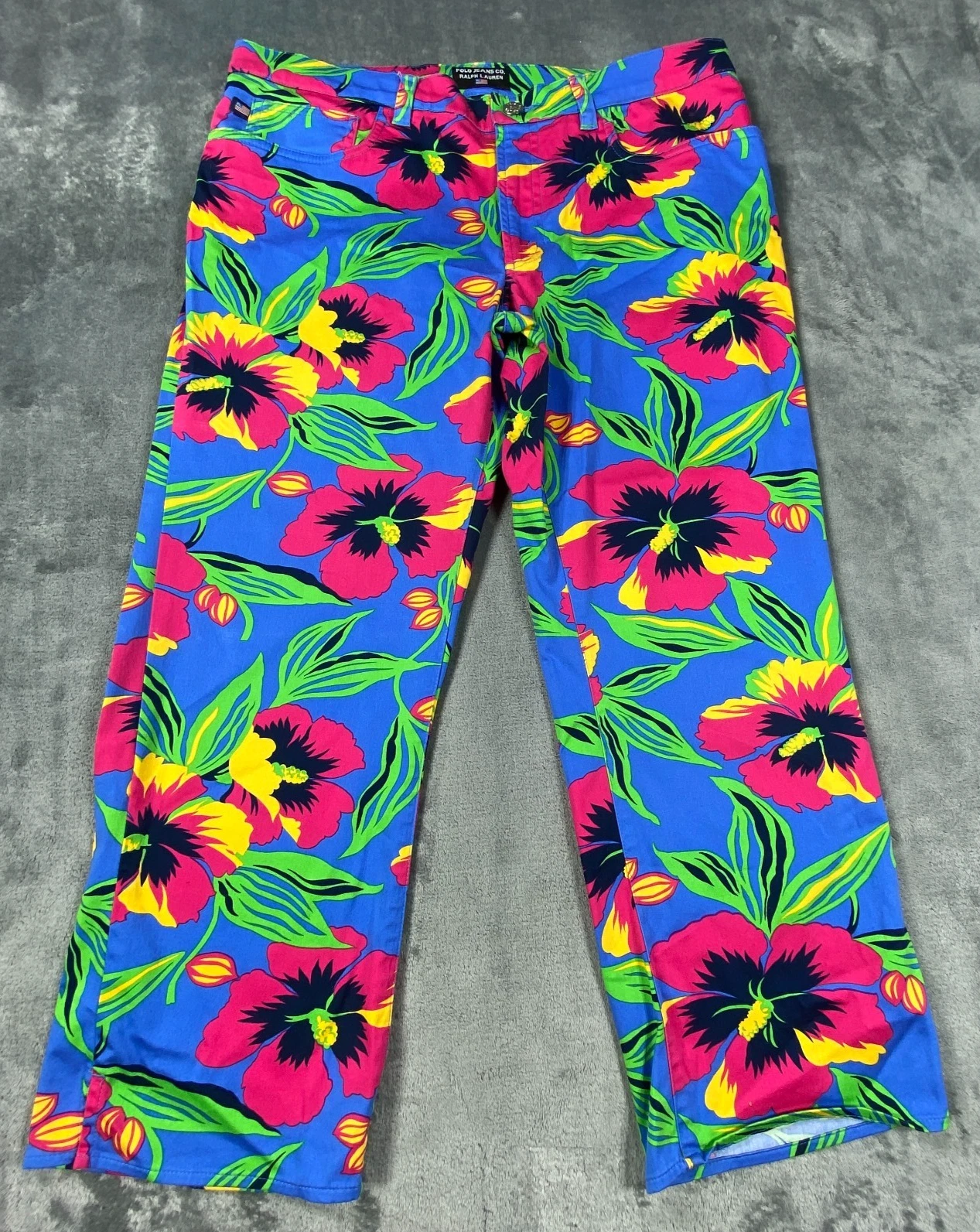 Vintage Polo Ralph Lauren Capri Pants Womens 10 Floral Cotton 90s Retro Y2K RARE