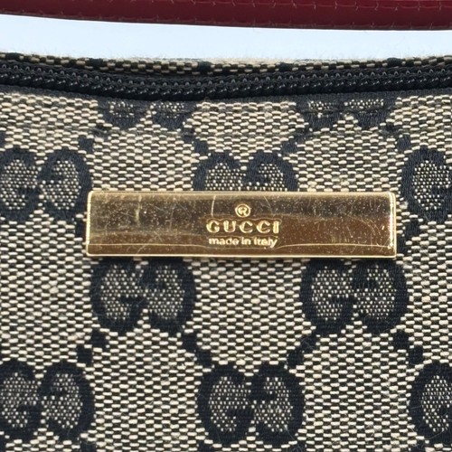Lank AA! Gucci GG Canvas Leather Gray/Red Mini Accessory Pouch Bag Auth - Picture 4 of 14