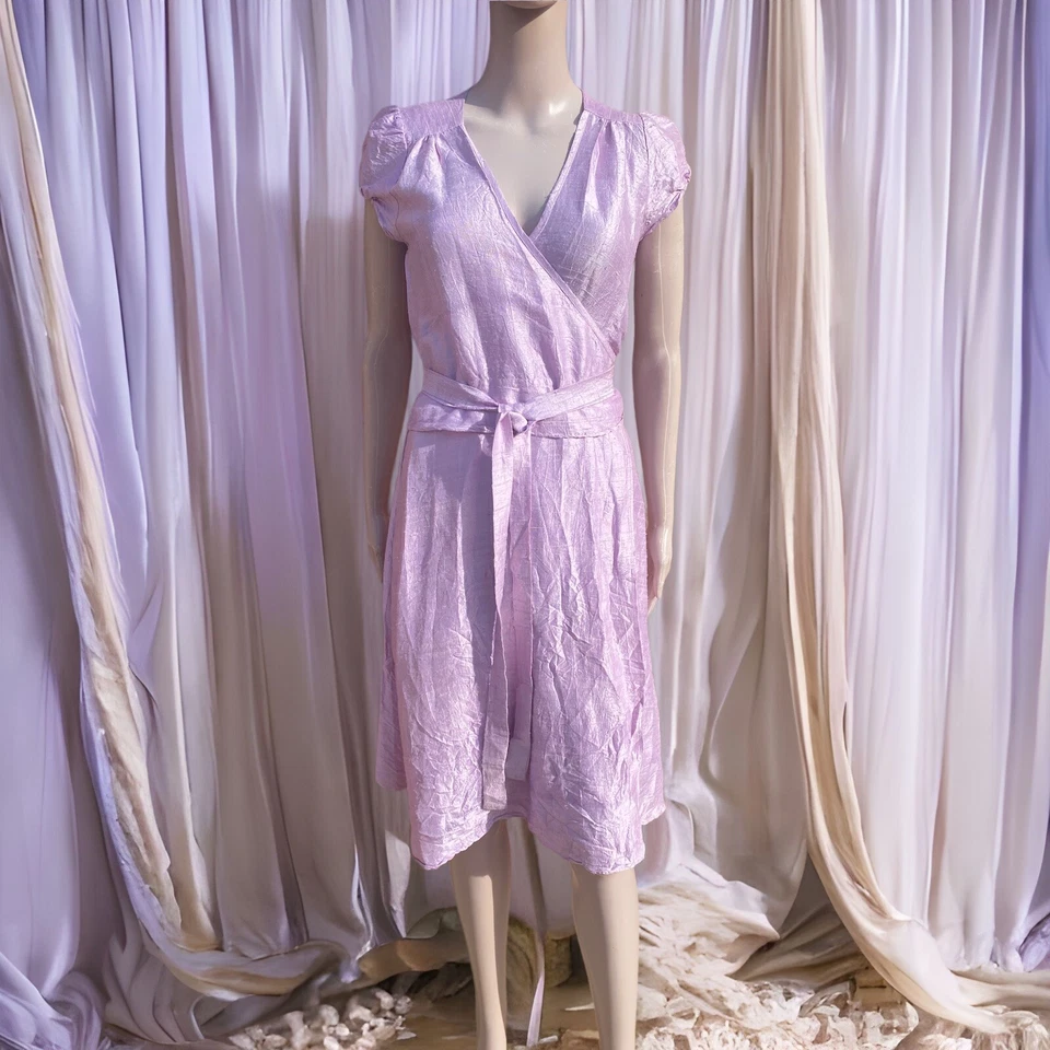 Vestido envolvente calypso st barth pequeño lavanda seda shangtung Foto 3 de 4