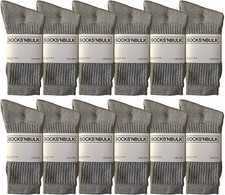 12 PK of Yacht  Smith Kids Premium Cotton Crew Socks Gray 6-8 - Boys Crew Sock