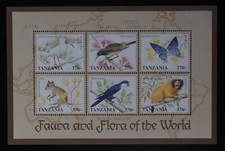 Butterflies Papillons Schmetterlinge Vögel Tiere Tanzania 1998 / ** MNH