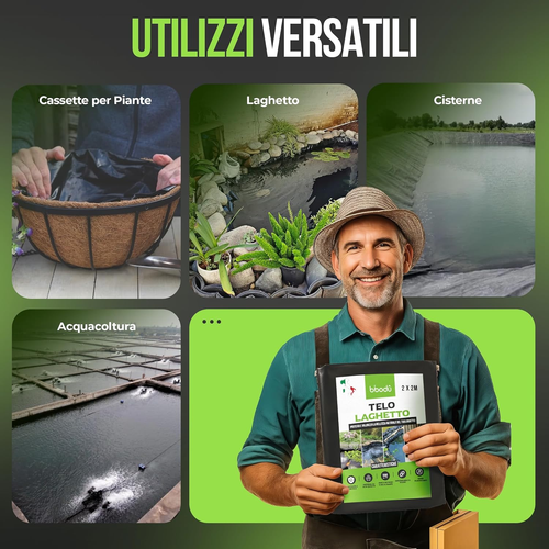 Telo Laghetto 2M X 2M - Colore Nero | Telo per Laghetto Di Alta Prestazione - Sp - Foto 6 di 12