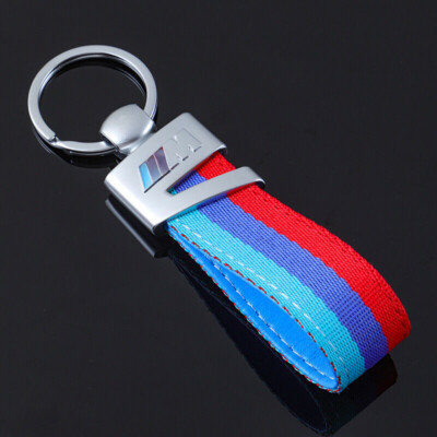 BMW M Colored Stripe Keychain Metal Nylon Key Chain Keyring Accessories ...