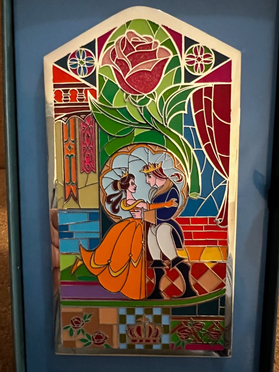 DISNEY WDI JUMBO PIN LE 250 BEAUTY AND THE BEAST STAINED