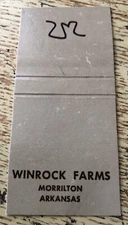 1960s Winrock Farms Morrilton Arkansas Matchbook Cover 