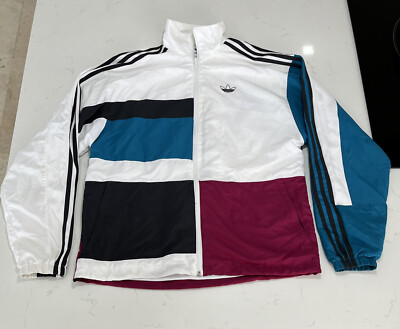 Men's adidas originals Spirit Oversized Multicolor Sports White Jacket Size  XS