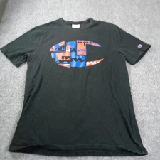 Champion Shirt Adult Size large Embroidered Big C Logo Patch  Black Vintage