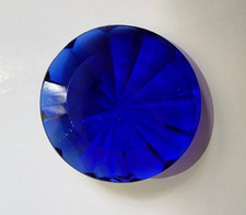 Round Fluted Jewels- German Made- Trans Cobalt Blue- 35mm-Stained Glass and LeaD