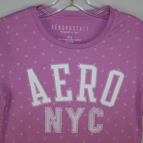 Aeropostale T-Shirt Lavender Junior Size XS-S (Tag M) Aero NYC 100% Cotton Top - Picture 2 of 7