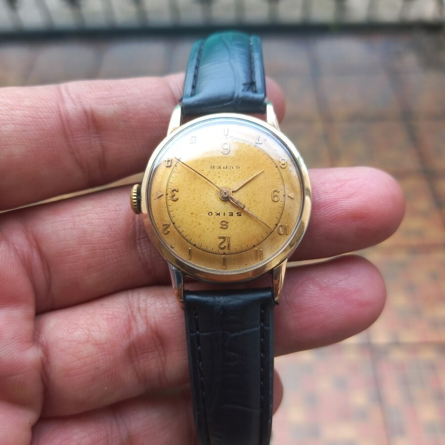 RARE Seiko Super 1766 gold top filled 14k Aging Patina Dial 