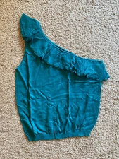 Victorias Secret Moda International Green One-Shoulder Top Blouse NEW L Large