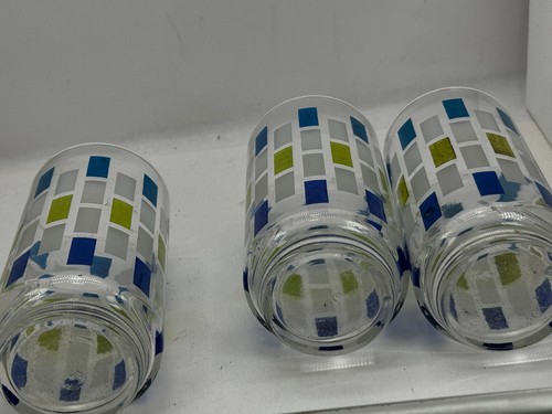 Mid Century Libby 6.25 Water Juice Glasses Nordic Pattern 6 Vintage Greek Key - Picture 6 of 15