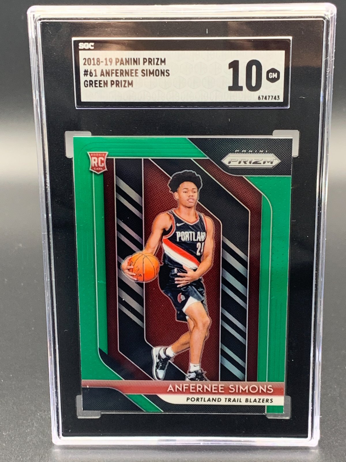 2018-19 Panini Prizm Green #61 Anfernee Simons SGC 10 Rookie
