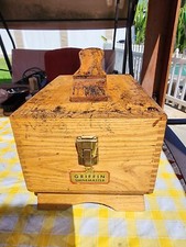 VINTAGE Griffin Shine Master Shoe Shine Wood Box Lot - Brushes  Polish Dovetail