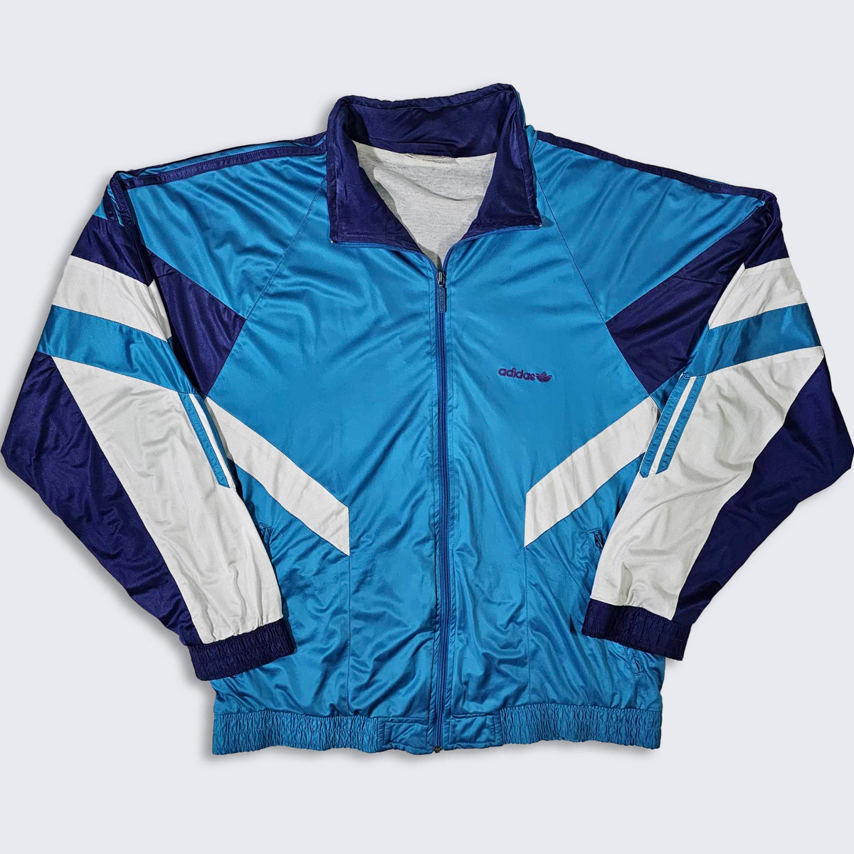 Adidas Vintage 90s Color Block Track Jacket - Blue, Navy & White