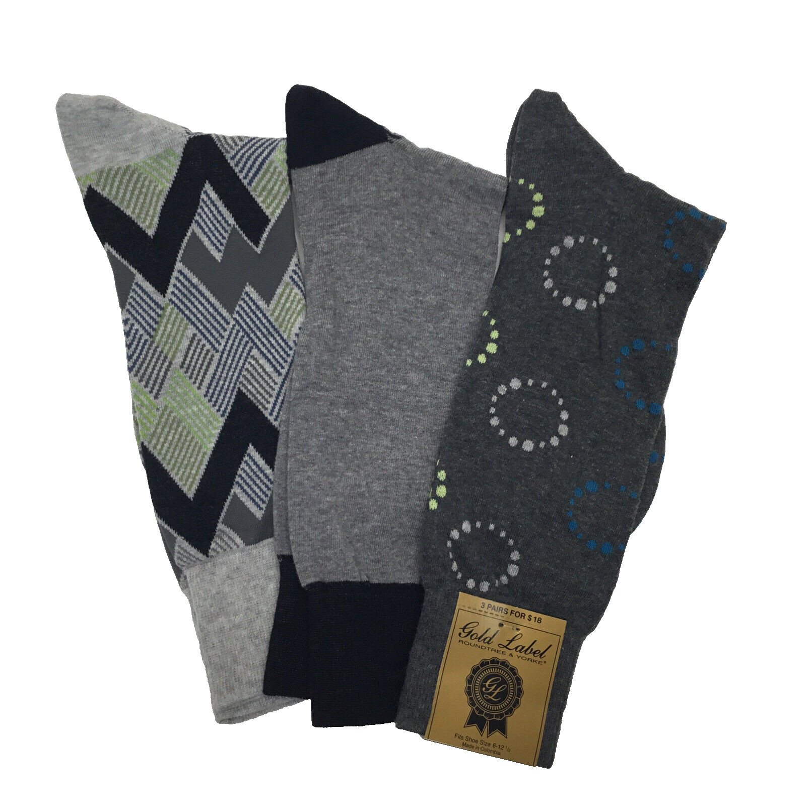 Мужские модельные носки Roundtree - Yorke Gold Label из хлопчатобумажной смеси, серые, РАЗМЕР:6-12,5