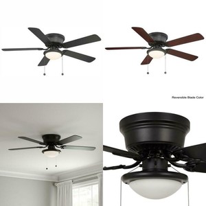 Indoor Modern Ceiling Fan Low Profile 5 Reversible Blades W Light