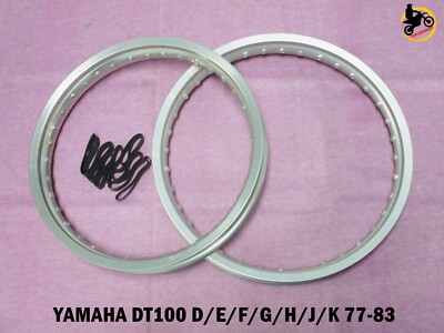 YAMAHA DT100 D/E/F/G/H/J/K  77-83  ALUMINIUM SILVER WHEEL RIM SET  *nan4557*