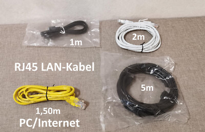 4x RJ45 LAN-Kabel CAT5 CAT5e für PC verschiedene Längen 1 - 5m Gelb Weiß Schwarz
