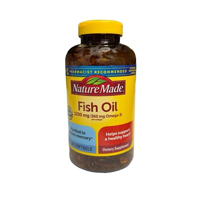 Nature Made Fish Oil 1200mg, (360mg Omega 3) - 300 Softgels ~ Expiration 01/2027