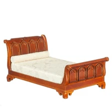 1/12 scale Dolls House Empire Sleigh Bed/Walnut  JJ00084WN