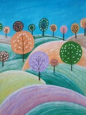 Landscape. Original acrylic painting. Abstract painting. 11*8 inches