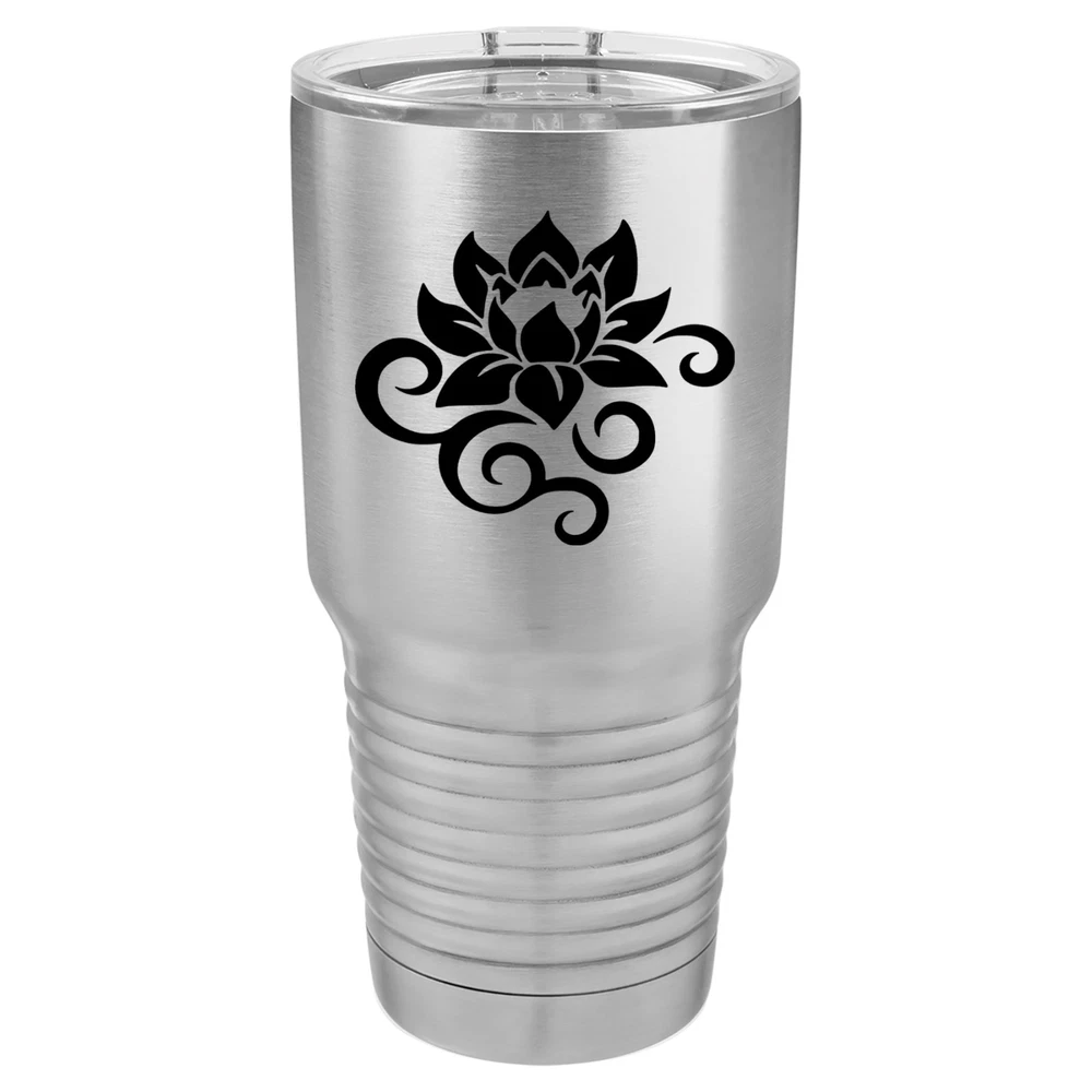 20oz 30oz Vacuum Insulated Stainless Steel Travel Mug with Lotus Flower Scroll Design