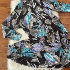 Vintage 80s Open Blouse Skirt Set Size 12 MGM Made in USA Pocket Skirt Abstract 