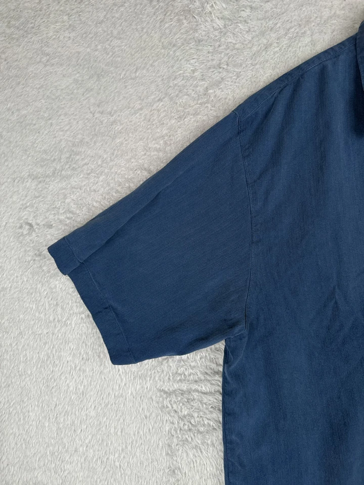 Tommy Bahama Shirt Men Extra Large Blue Vertical Stripe 100% Silk Pocket * - Image 3 of 4