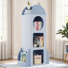Raketen Bücherregal Regal Organizer Kinder Wandregal Aufbewahrung Kinderregal