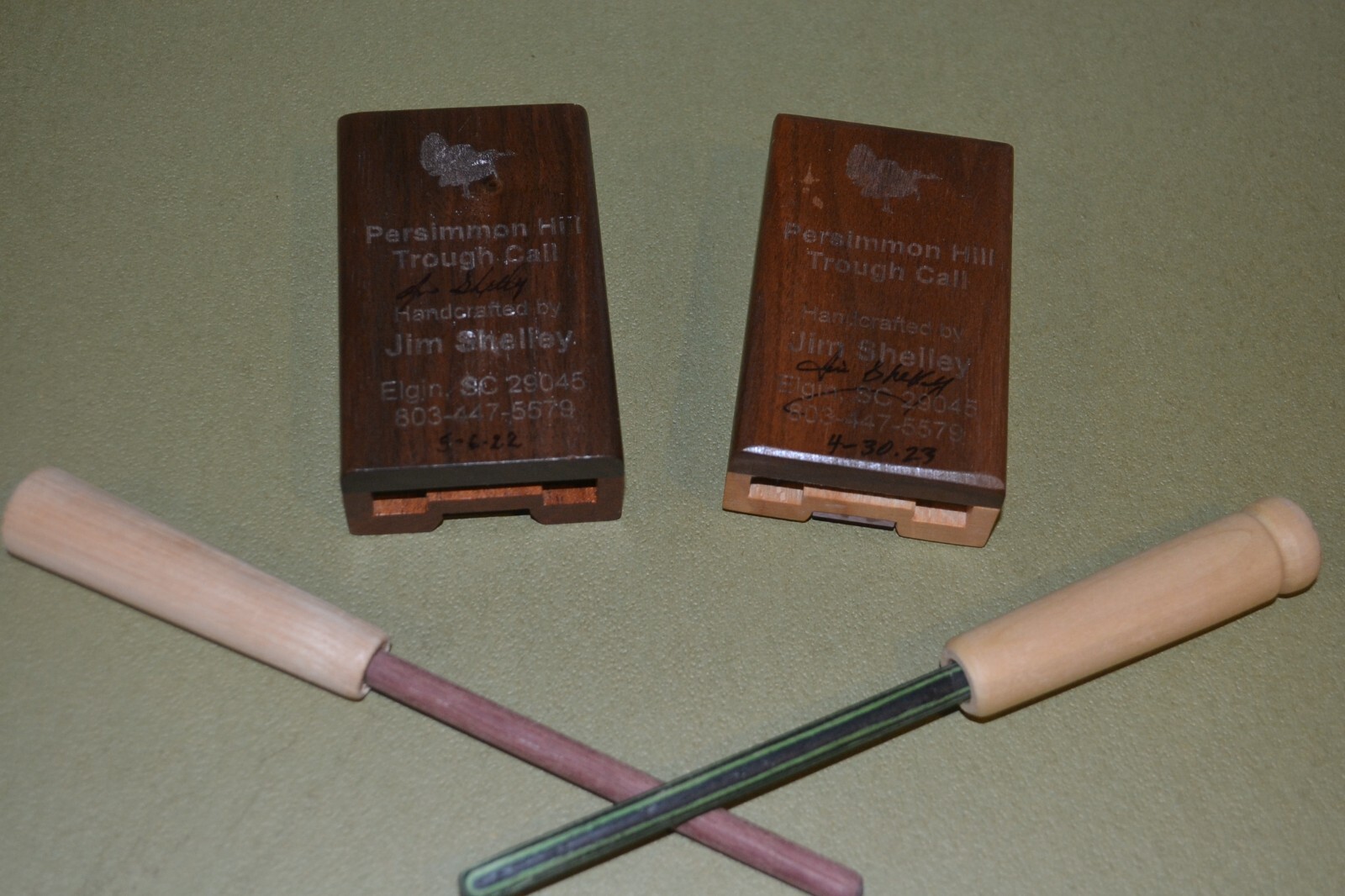 PERSIMMON HILL TURKEY TROUGH CALLS PAIR HUNTING GOBBLER STRUTTING