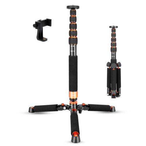 Camera Monopod with Metal Tripod Base 6 Sections 18-69inch Adjustable Height - Picture 1 of 7