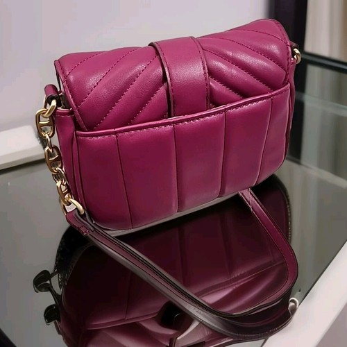 Time and Tru Crossbody Bag Pink Handbag Quilted Foldover Flap Ext Slip Pocket - Picture 4 of 11