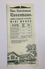 Das Dutchman Essenhaus Amish Country Kitchen Mini Menu/Middlebury, Indiana USA