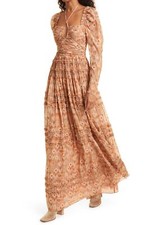 Ulla Johnson Rabia Tiered Chiffon Silk Maxi Dress Horizon Size 2